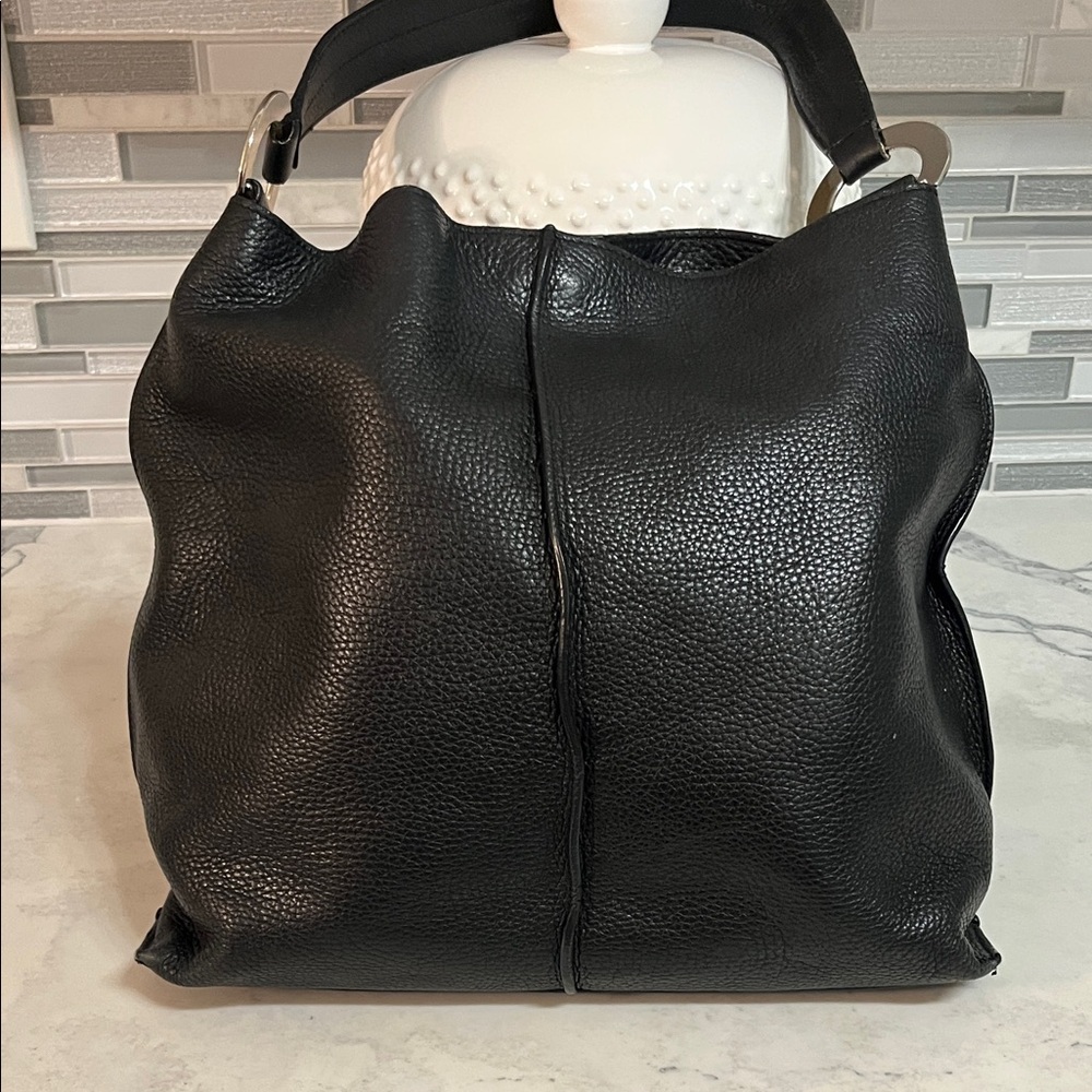 Furla Black Pebbled Leather Hobo Bag
